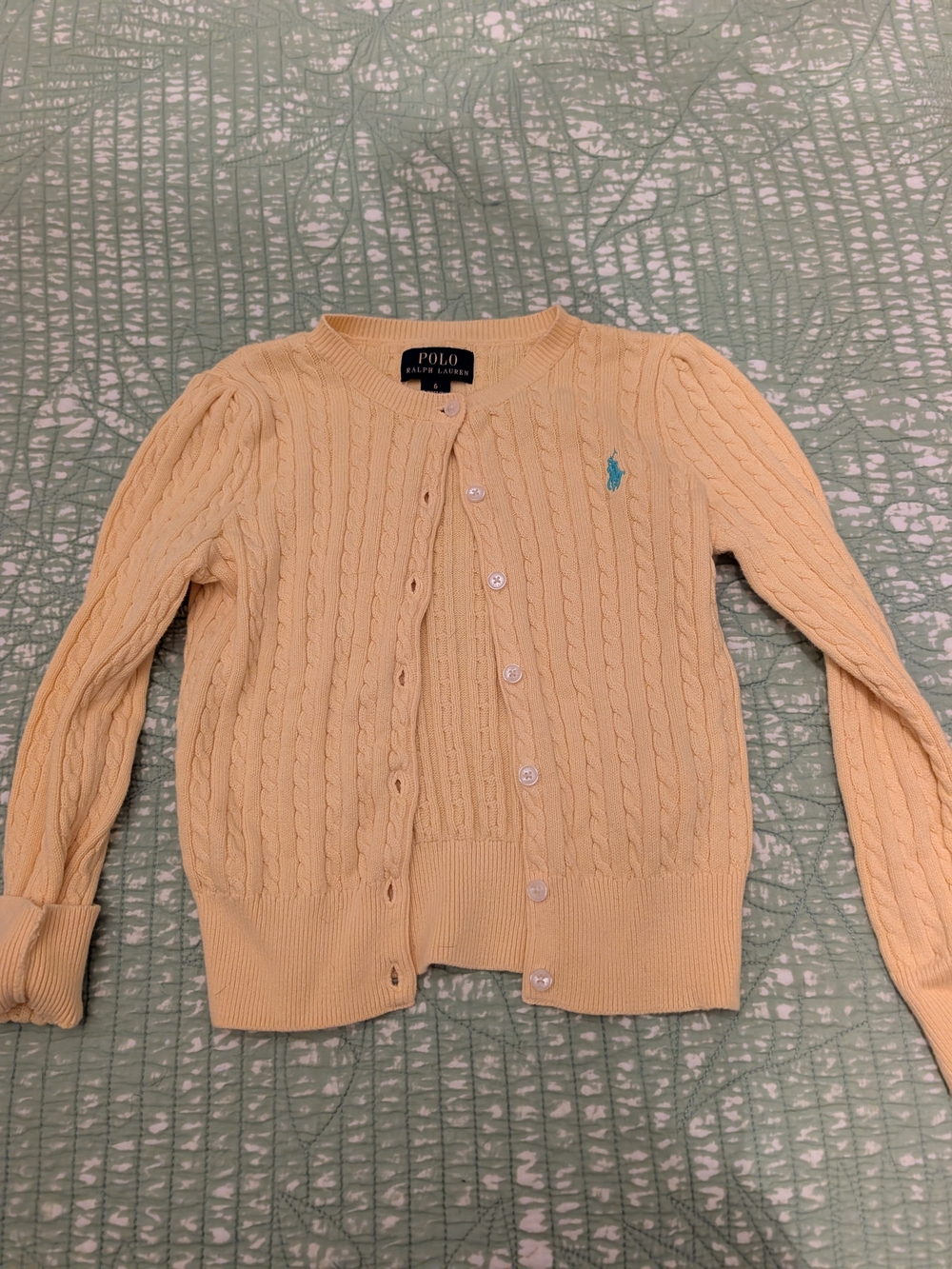 Polo by Ralph Lauren Cream Cable-Knit Button Cardigan